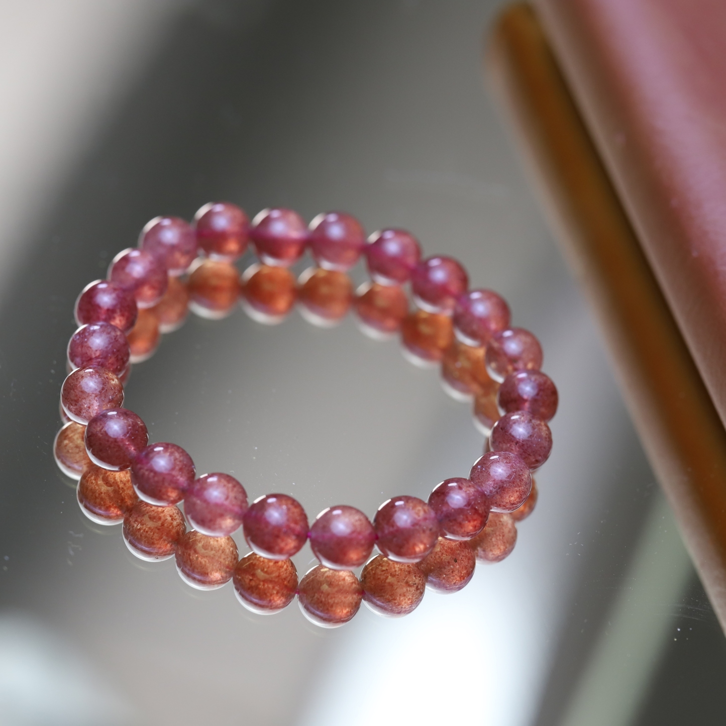 The Strawberry Quartz Bracelet 6 to 10 mm ,Gemstone Round Beads Stretch Bracelet Beads, ,Natural Healing Stone,Gift For Women