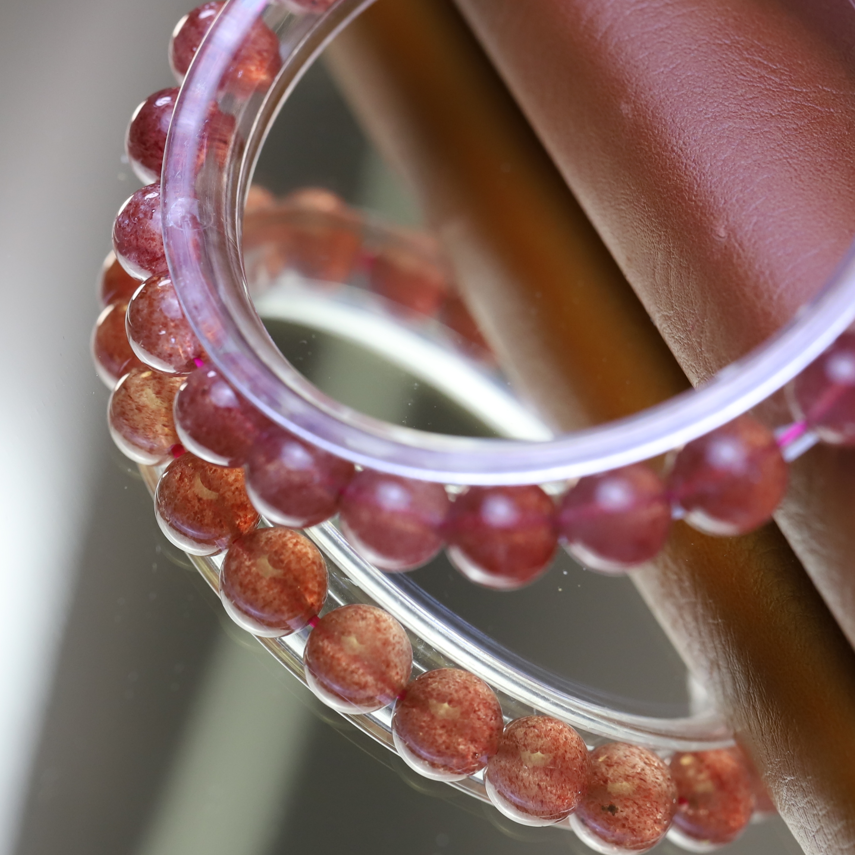 The Strawberry Quartz Bracelet 6 to 10 mm ,Gemstone Round Beads Stretch Bracelet Beads, ,Natural Healing Stone,Gift For Women