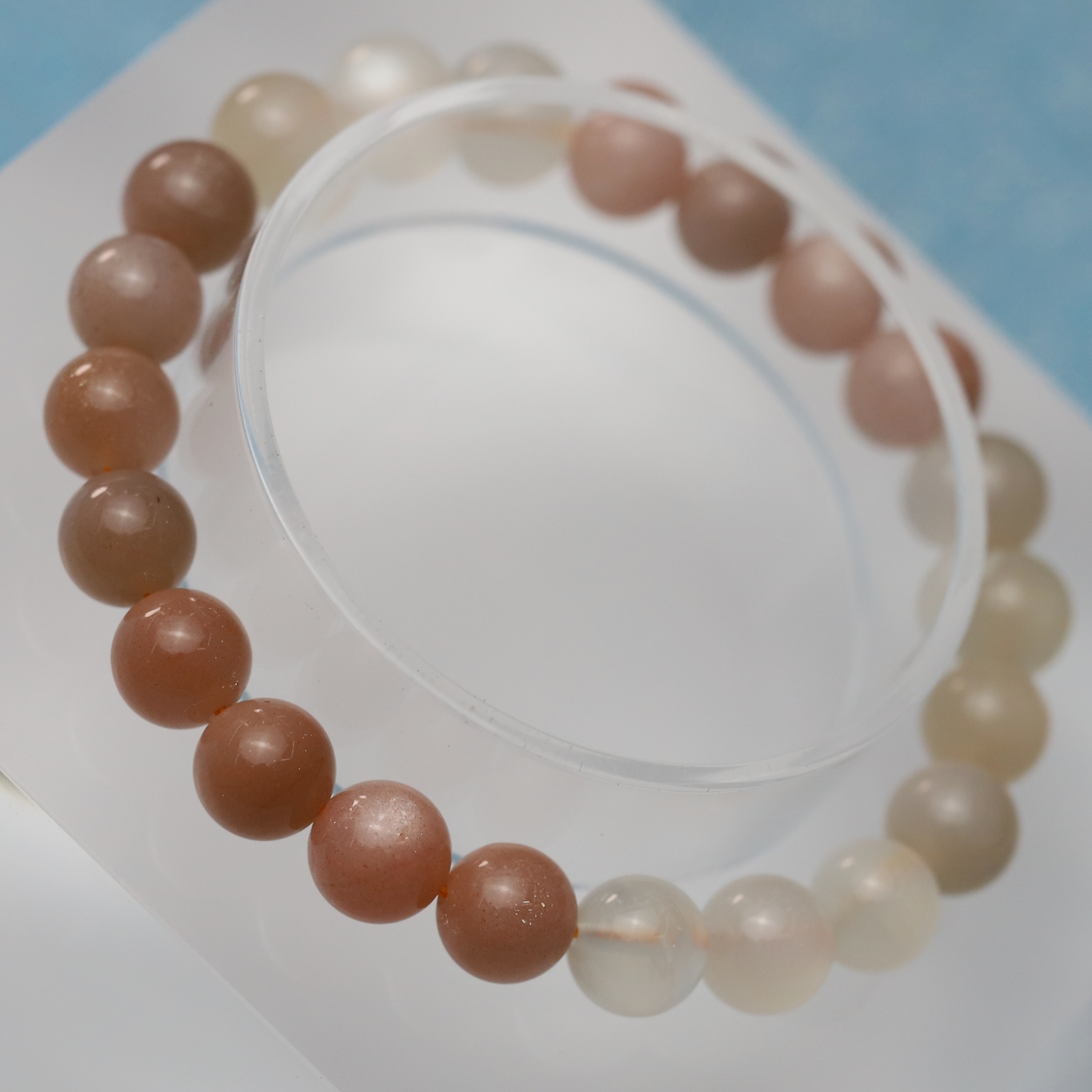 The Multicolor Moonstone Bracelet 6 to 16 mm ,Gemstone Round Beads Stretch Bracelet Beads, ,Natural Healing Stone,Gift For Women