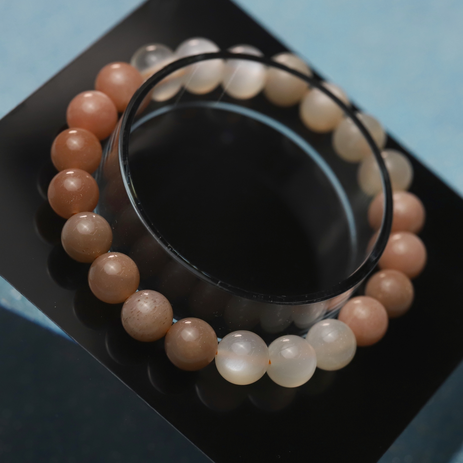 The Multicolor Moonstone Bracelet 6 to 16 mm ,Gemstone Round Beads Stretch Bracelet Beads, ,Natural Healing Stone,Gift For Women