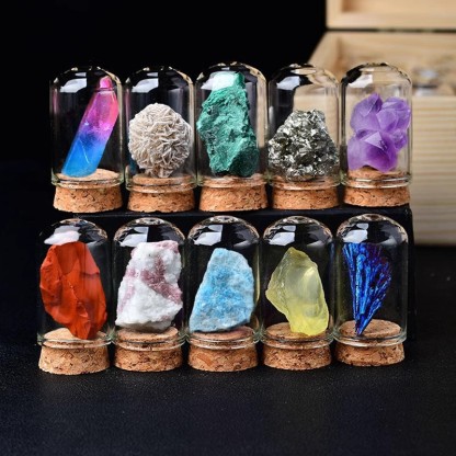 Natural Crystal Mineral Specimen Gift Box | Raw Stone Set with Colorful Gemstones | Gemstone Spiritual Healing Stone Meaning