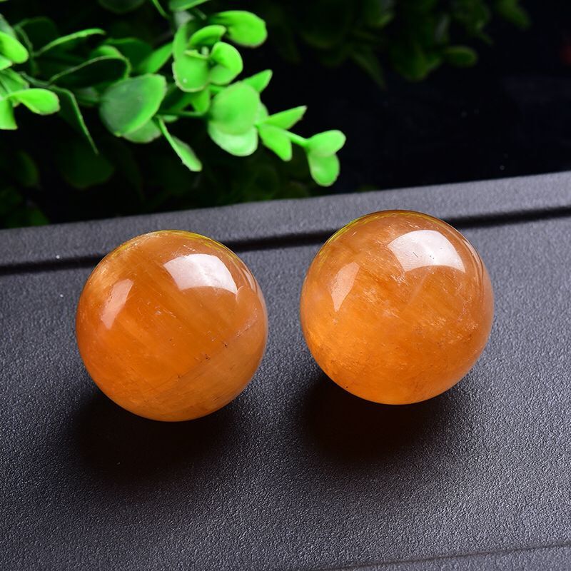 Natural Yellow Calcite Crystal Sphere | Polished from Raw Stone | Energy Healing Gemstone Decor