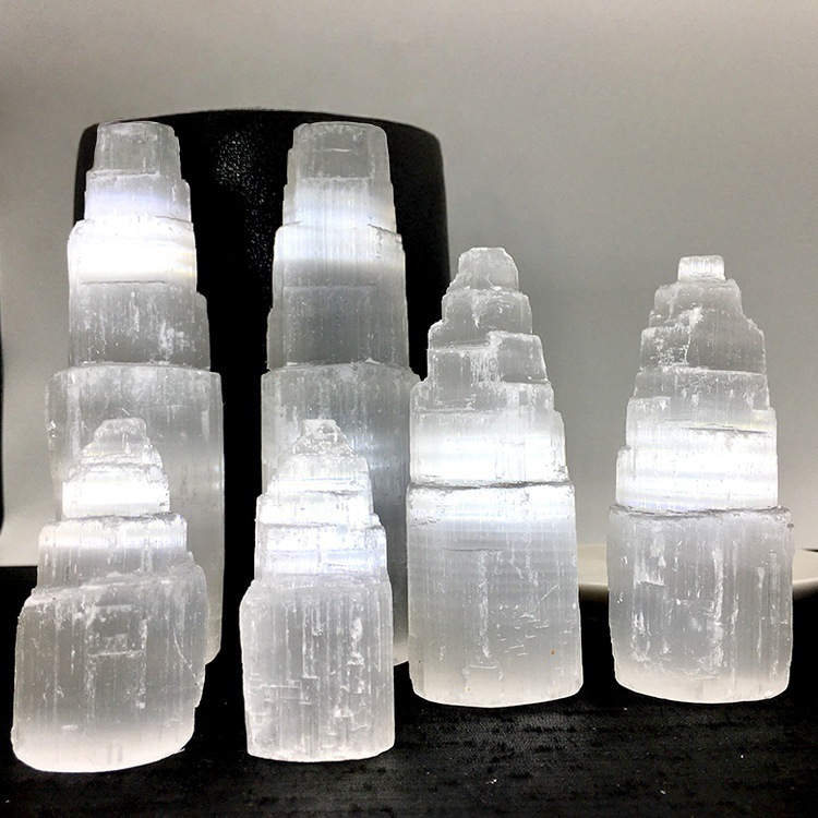 Natural Moroccan Selenite Crystal Lighthouse Lamp Shape – Energy Crystal Mineral | Gemstone Spiritual Healing Stone Meaning