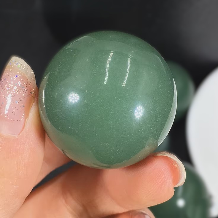 Natural Green Aventurine  Gemstone Sphere Specimen Crystal Ball Raw Stone Decor | Crystal Spiritual Healing Stone Meaning