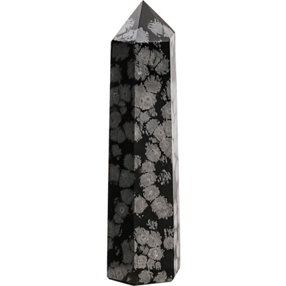Natural Snowflake Obsidian Crystal Towers - Single-Point Crystal Obelisk for Reiki & Crystal Grid | Gemstone Spiritual Healing Stone Meaning