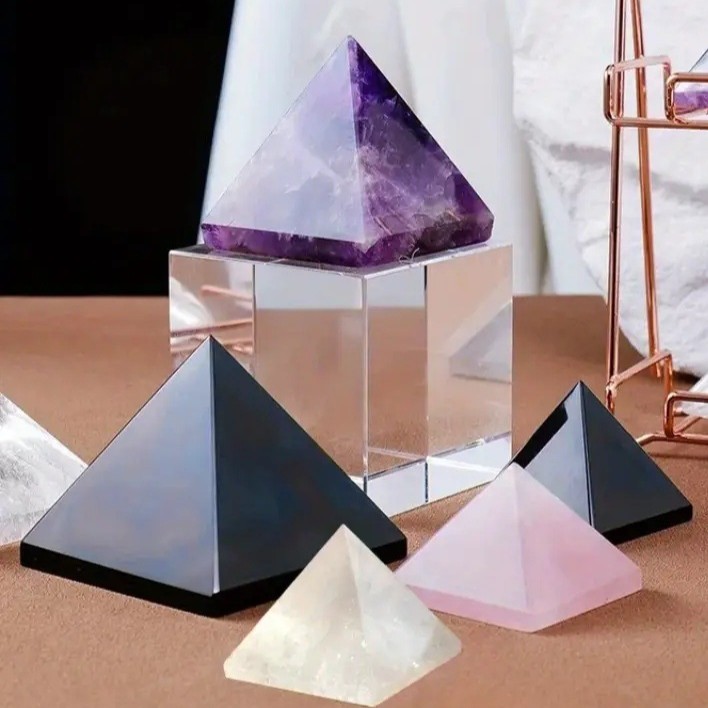 Natural Crystal Pyramid Decor – Hand-Carved from Raw Stone | Gemstone spiritual healingstone meaning