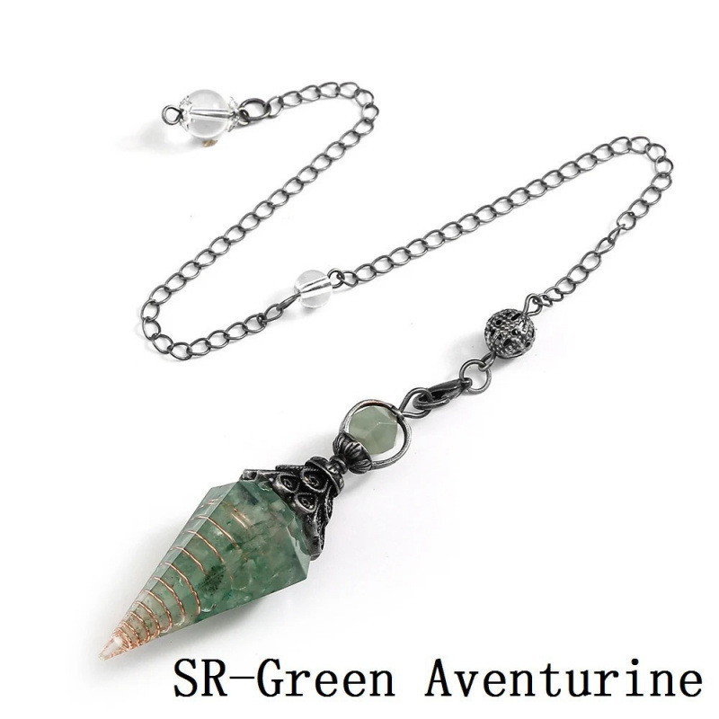 Natural Crystals Gemstone Pendulum with Antique Silver Chain emotionnal crystal healing&decor