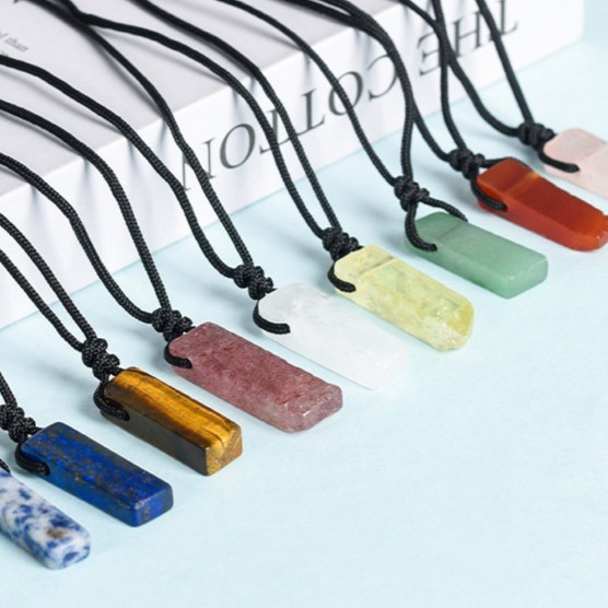 Natural Crystal Point Pendant Necklace – Irregular Raw Stone with Cord, Healing & Boho Jewelry | Gemstone Spiritual Healing Stone Meaning