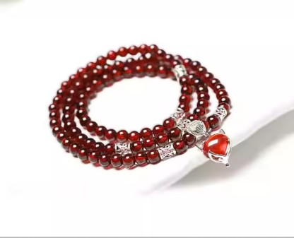 Natural Garnet Crystal Bracelet Gemstone with Fox Pendant, Adjustable Multi-Loop Raw Stone Birthday Gift | Crystal Spiritual Healing Stone Meaning