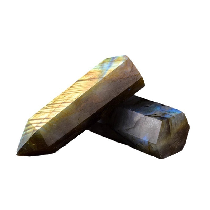 Natural Labradorite Single-Point Crystal Tower | Polished Six-Facet Gemstone | Healing & Home Décor