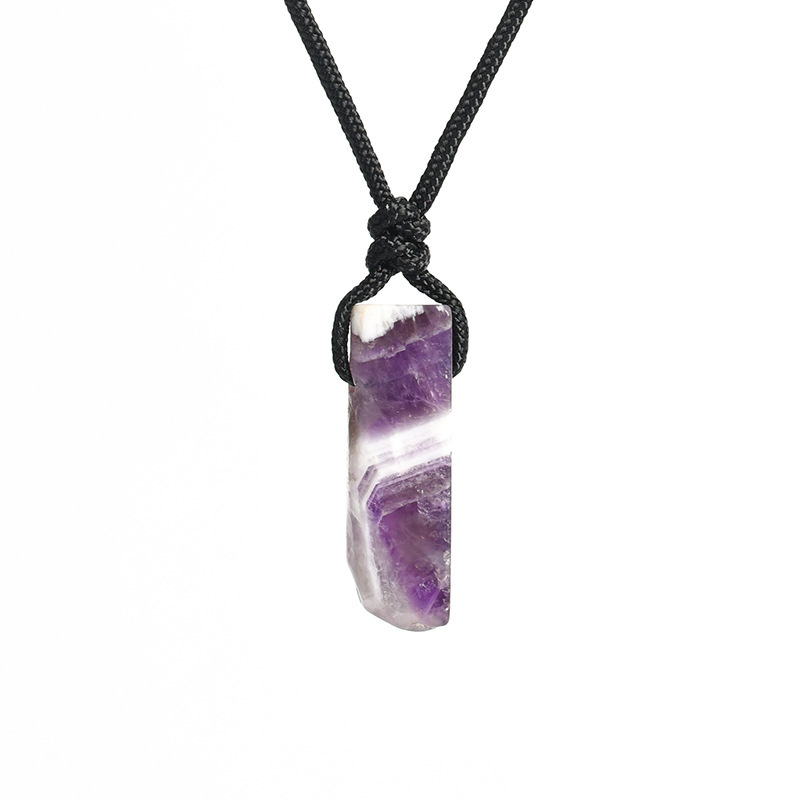 Natural Crystal Point Pendant Necklace – Irregular Raw Stone with Cord, Healing & Boho Jewelry | Gemstone Spiritual Healing Stone Meaning