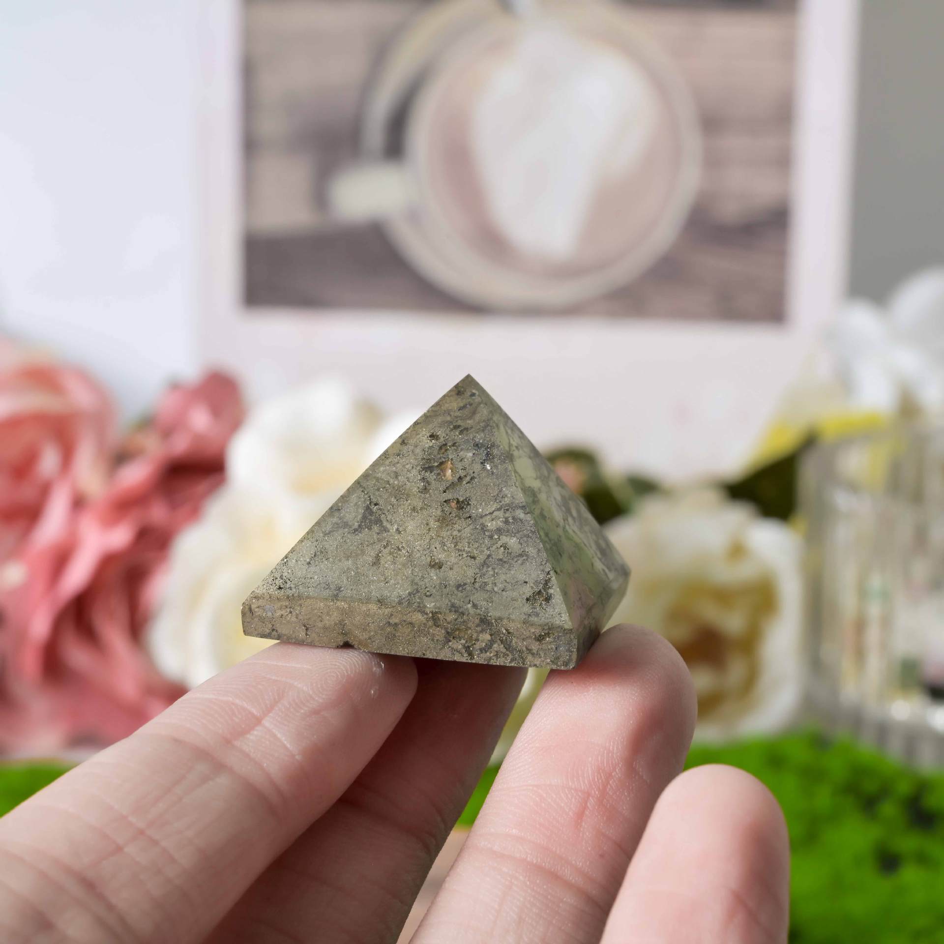 Natural Pyrite Gemstone Pyramid – Four-Sided Egyptian Stone for Meditation, Cleansing | Crystal Spiritual Healing Stone Meaning