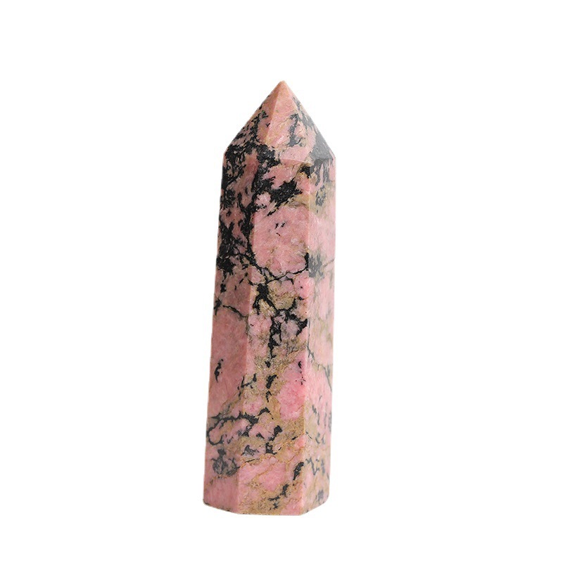 Natural Rhodonite Single-Terminated Crystal Tower – Six-Sided Healing Stone Decor | Gemstone Spiritual Healing Stone Meaning