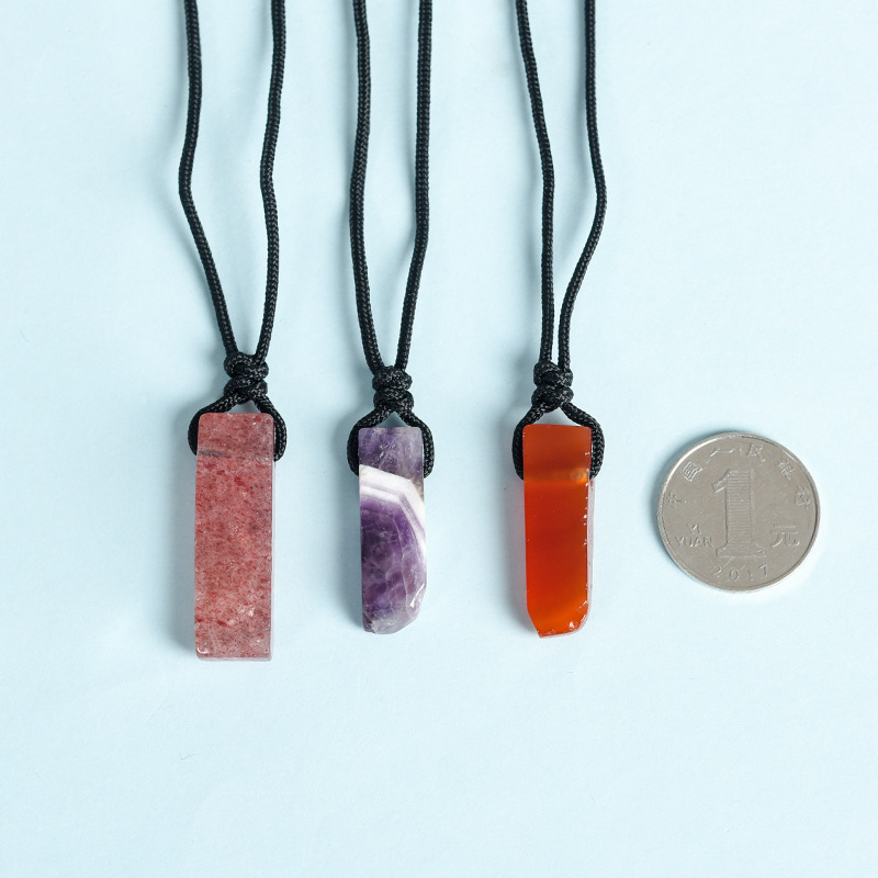 Natural Crystal Point Pendant Necklace – Irregular Raw Stone with Cord, Healing & Boho Jewelry | Gemstone Spiritual Healing Stone Meaning