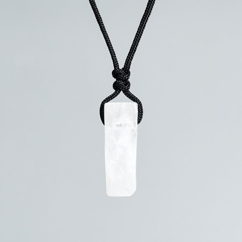 Natural Crystal Point Pendant Necklace – Irregular Raw Stone with Cord, Healing & Boho Jewelry | Gemstone Spiritual Healing Stone Meaning