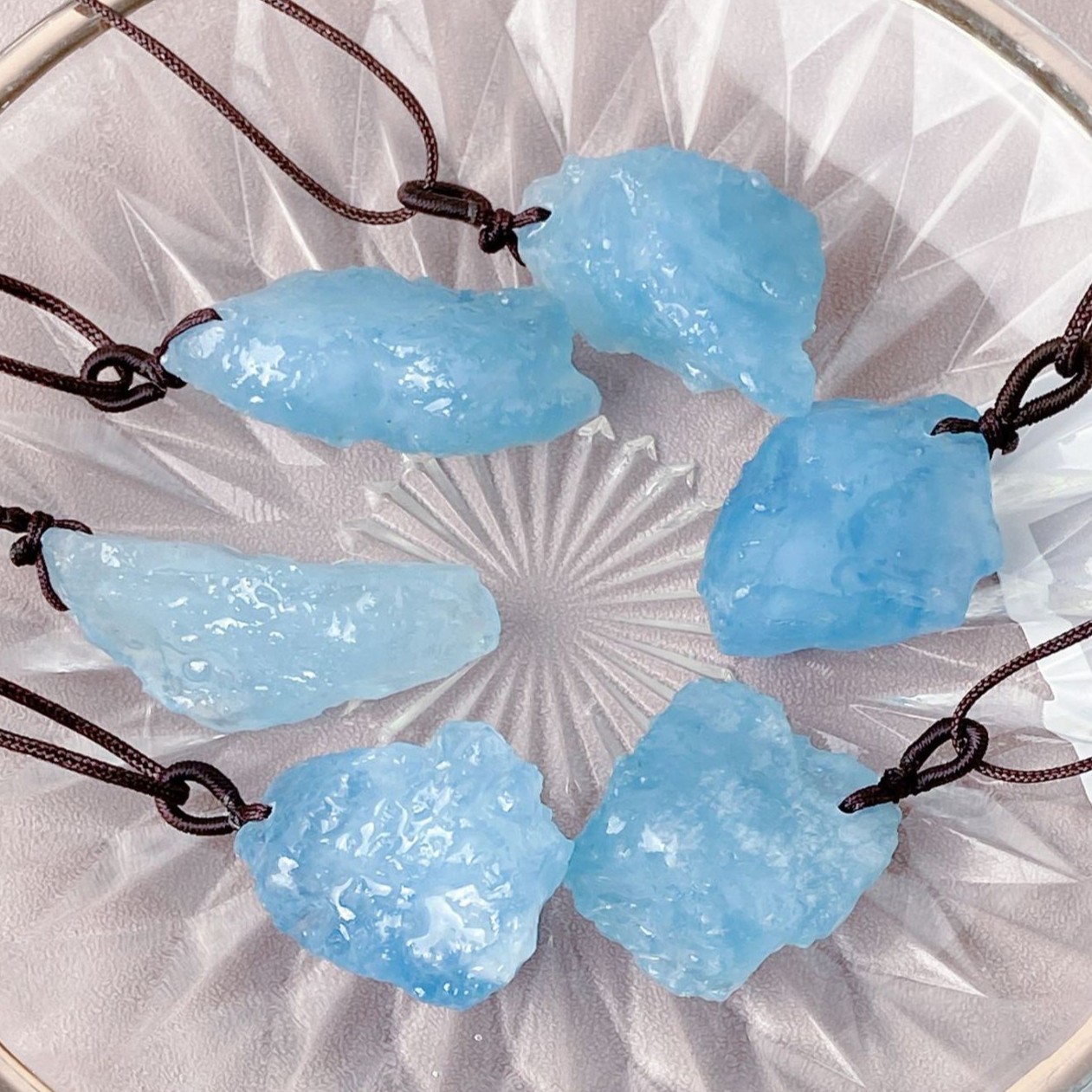 Natural Raw Aquamarine Gemstone Boho Braided Handmade Necklace Rough stone Irregular Pendant | Crystal Spiritual Healing Stone Meaning