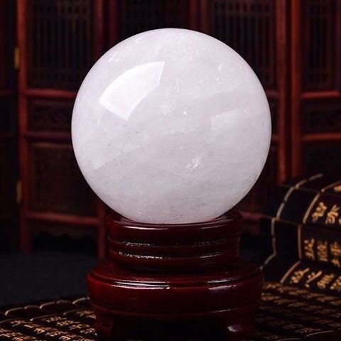 Natural White Calcite Crystal Sphere on Stand – Raw Stone Polished | Gemstone Spiritual Healing Stone Meaning