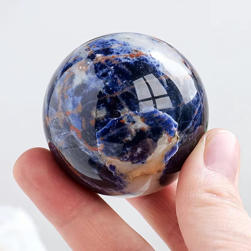 Natural Sodalite Polished Crystal Sphere – Raw Stone Mineral Specimen | Healing Energy Home Décor