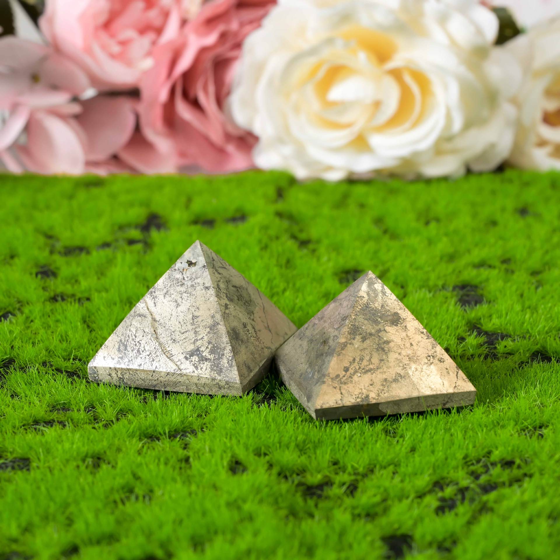 Natural Pyrite Gemstone Pyramid – Four-Sided Egyptian Stone for Meditation, Cleansing | Crystal Spiritual Healing Stone Meaning