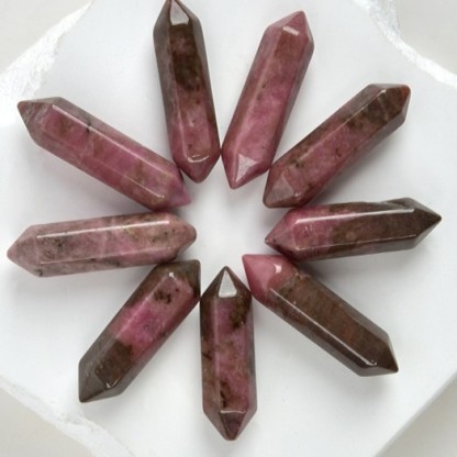 Natural rhodonite double-terminated gemstone tower Crystals Spiritual Healing Stone Meaning