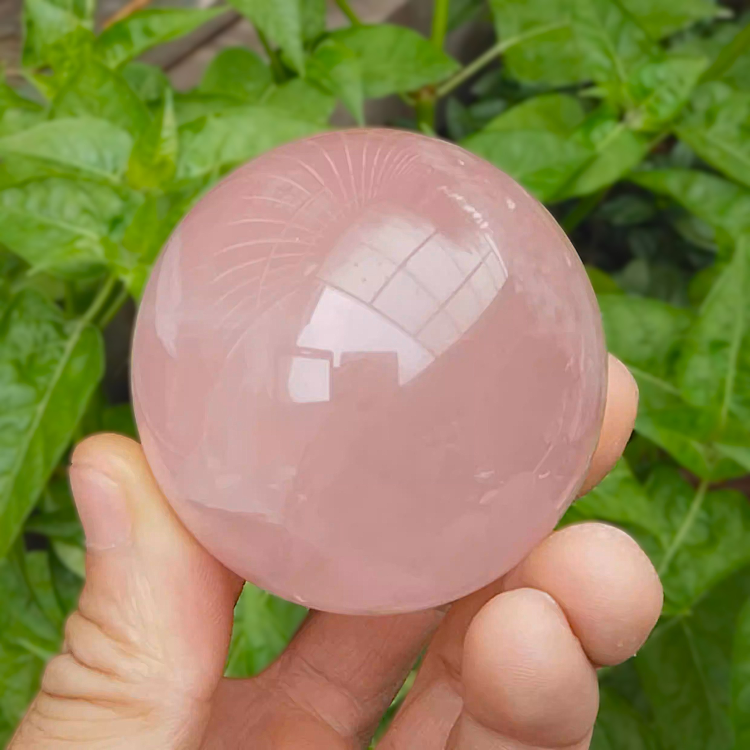 Natural Rose Quartz Sphere – Polished Stone Crystal Ball for Rekki,Meditation,Decoration | Gemstone Spiritual Healing Stone Meaning