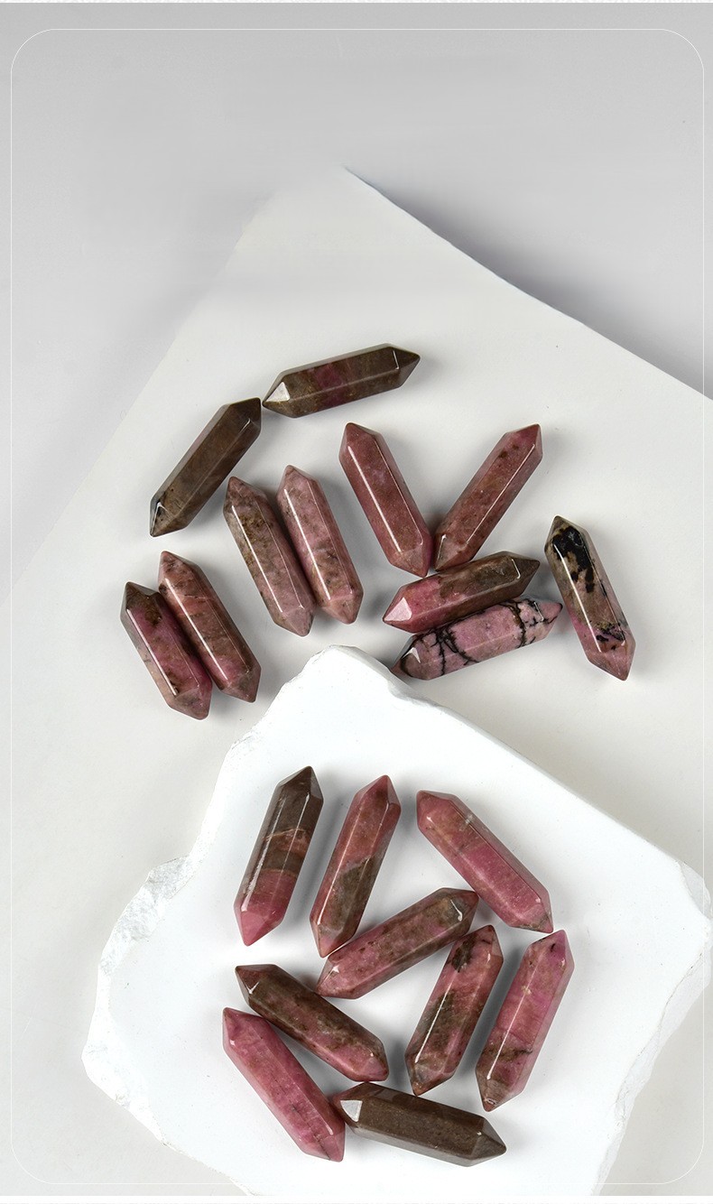 Natural rhodonite double-terminated gemstone tower emotional crystal healing