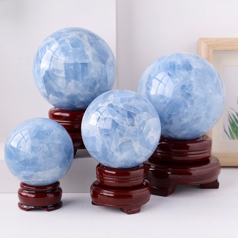 Natural Celestite Crystal Sphere – Raw Stone Mineral Crystal Ball | Gemstone Spiritual Healing Stone Meaning