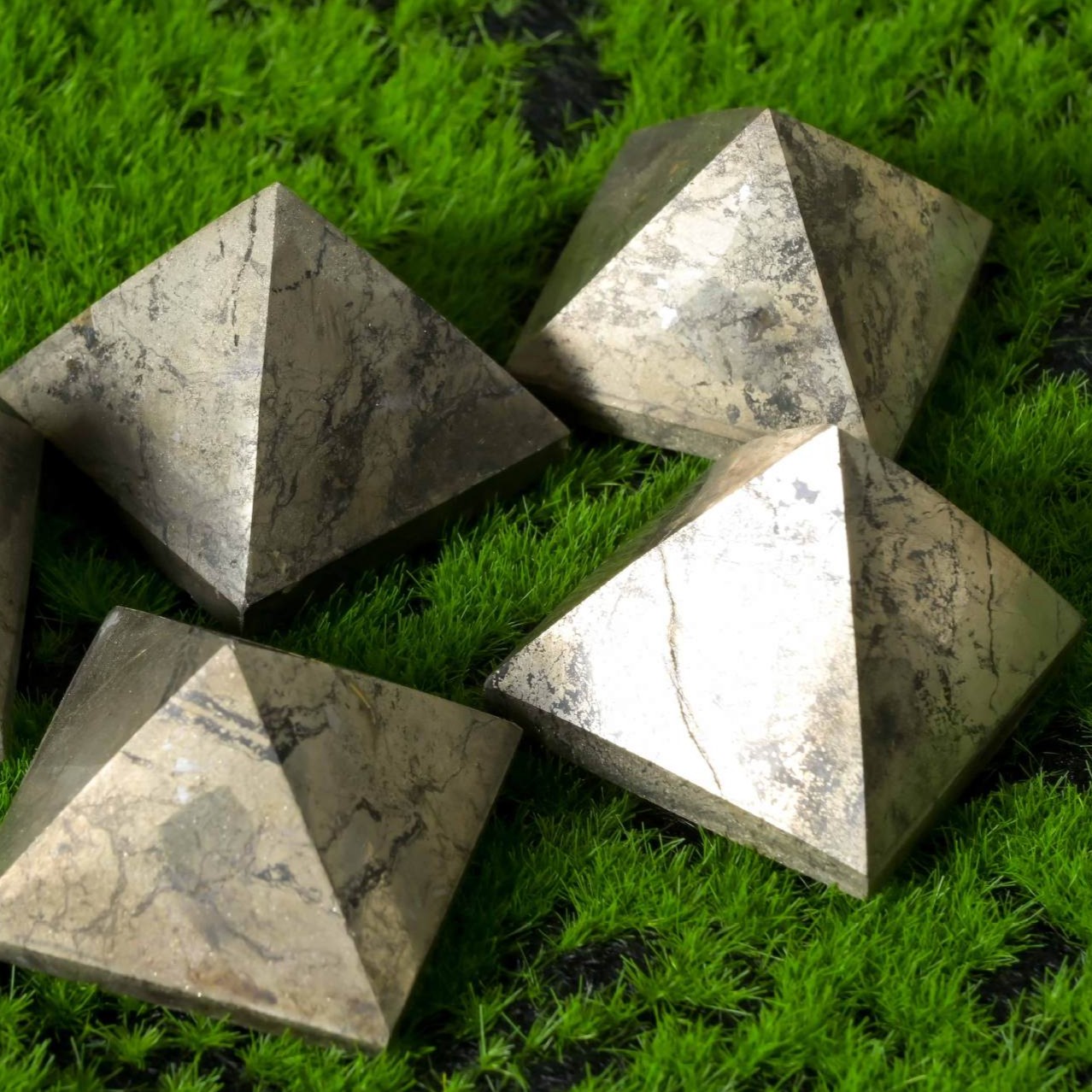 Natural Pyrite Gemstone Pyramid – Four-Sided Egyptian Stone for Meditation, Cleansing | Crystal Spiritual Healing Stone Meaning