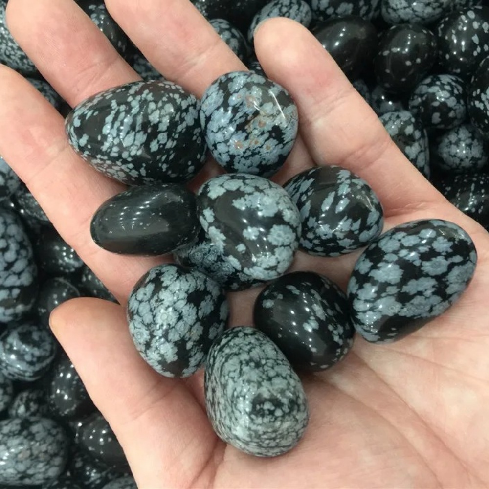 Natural Large Snowflake Obsidian Tumbled Stones,  Bulk Polished gemstone for Healing & Energy Cleansing | Crystal Spiritual Healing Stone Meaning