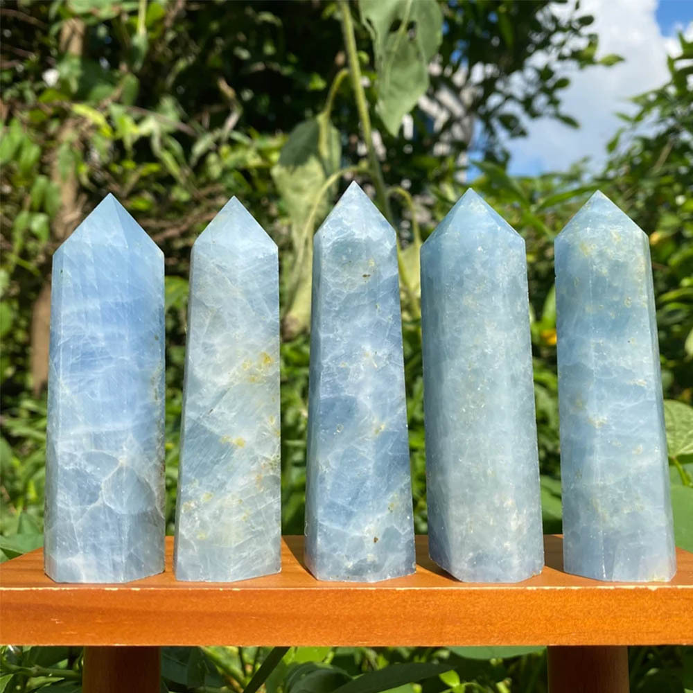 Natural Celestite Crystal Tower, Polished Raw Stone, Healing Crystal Decor for Home & Meditation | Gemstone Spiritual Healing Stone Meaning