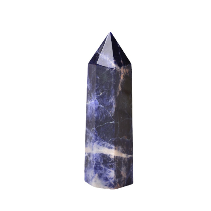 Natural Sodalite Gemstone Single-Terminated Crystal Tower – Six-Facet Raw Stone | Crystal Spiritual Healing Stone Meaning