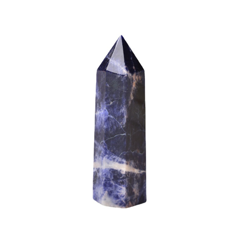Natural Sodalite Gemstone Single-Terminated Crystal Tower – Six-Facet Raw Stone | Crystal Spiritual Healing Stone Meaning