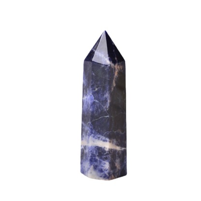Natural Sodalite Gemstone Single-Terminated Crystal Tower – Six-Facet Raw Stone | Crystal Spiritual Healing Stone Meaning