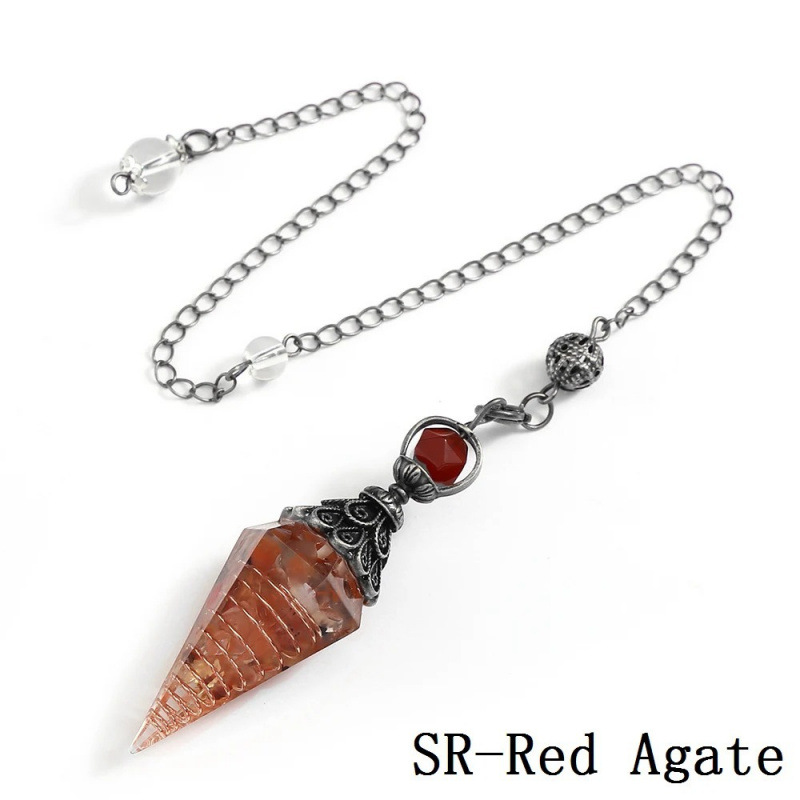 Natural Crystals Gemstone Pendulum with Antique Silver Chain emotionnal crystal healing&decor