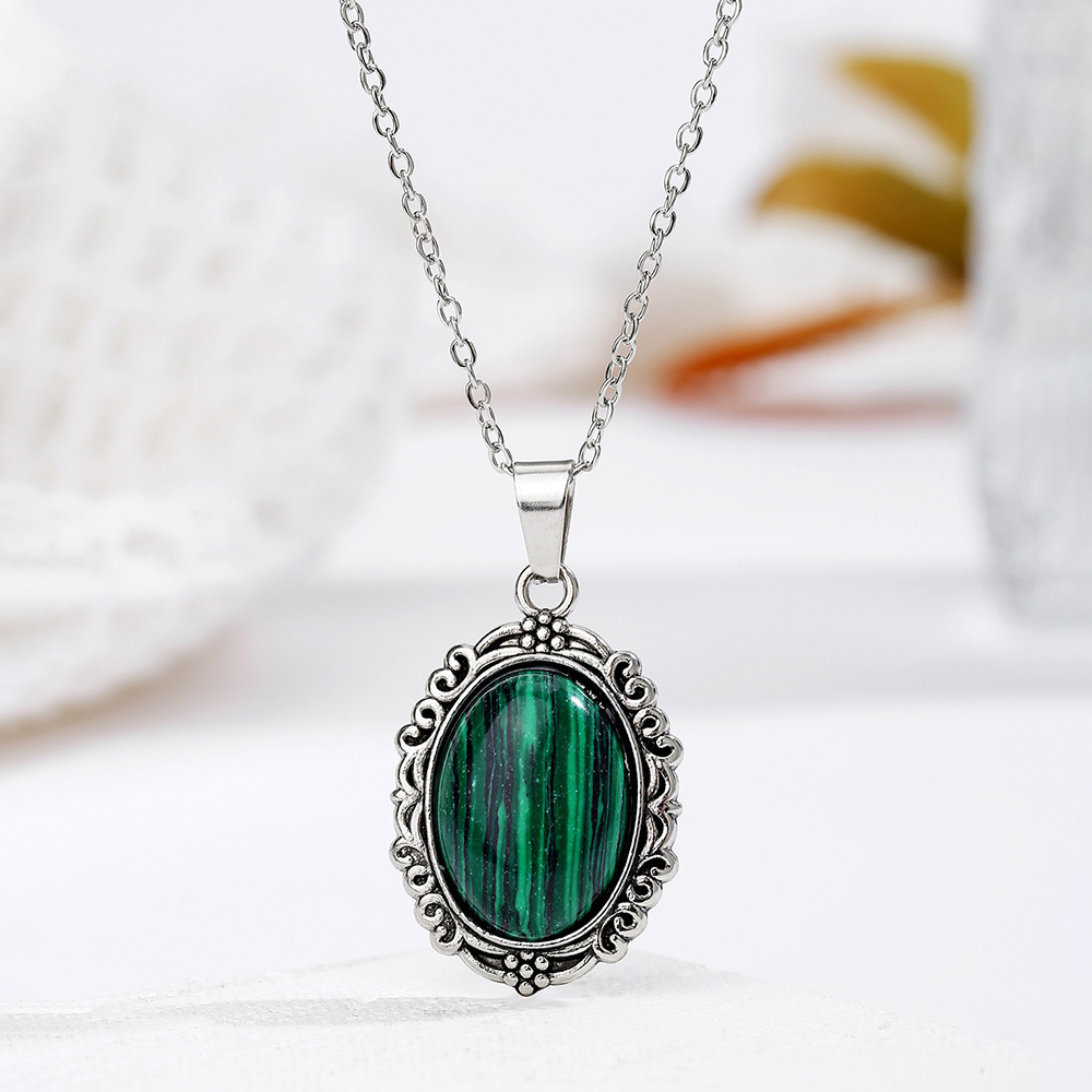 Natural Crystal Pendent with Chain Dainty Necklace –Unique Oval Stone Handmade Jewelry | Gemstone Spiritual Healing Stone Meaning