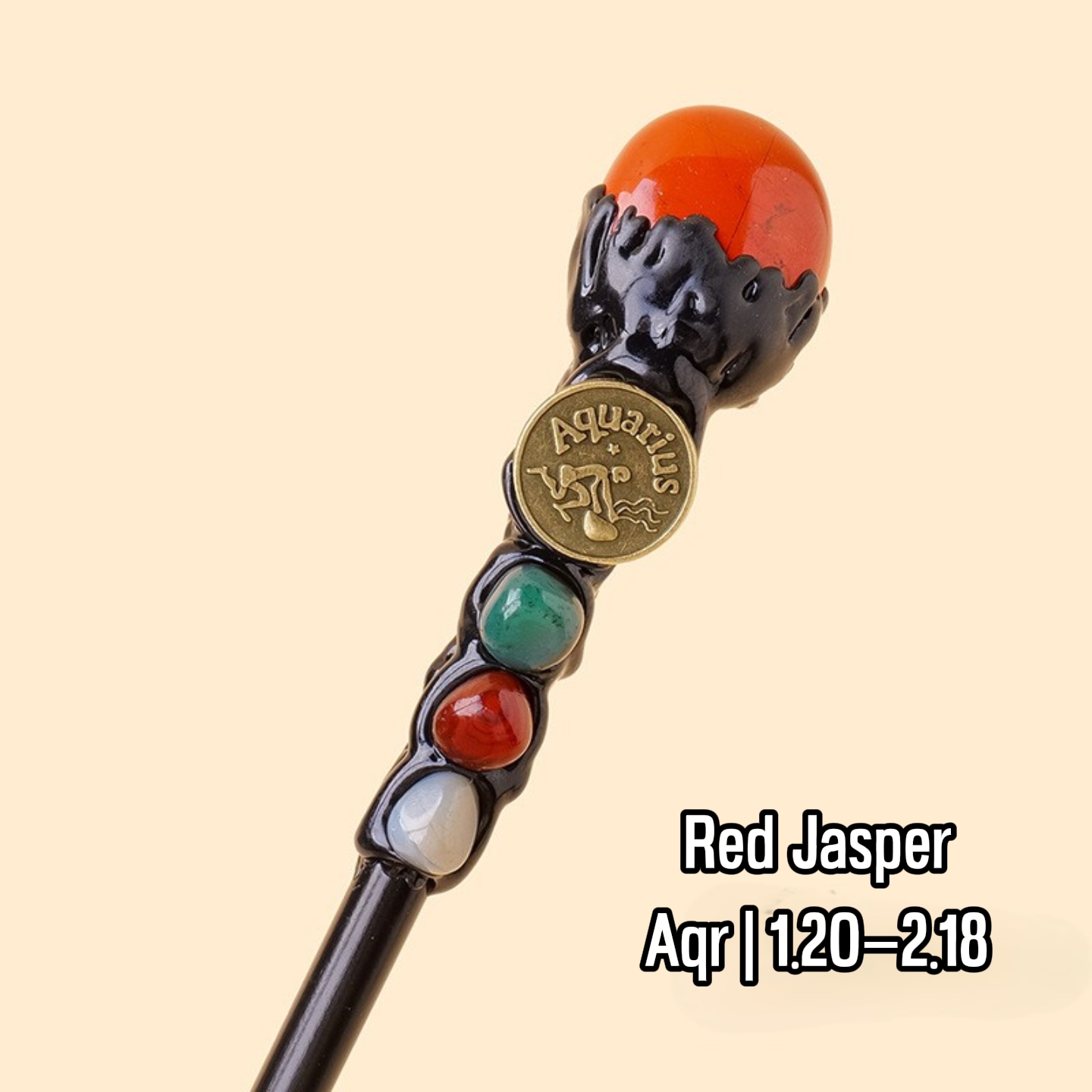 Natural Assorted Crystal Zodiac Magic Wand – Tumbled Stones, Wicca Energy Wand | Gemstone Spiritual Healing Stone Meaning