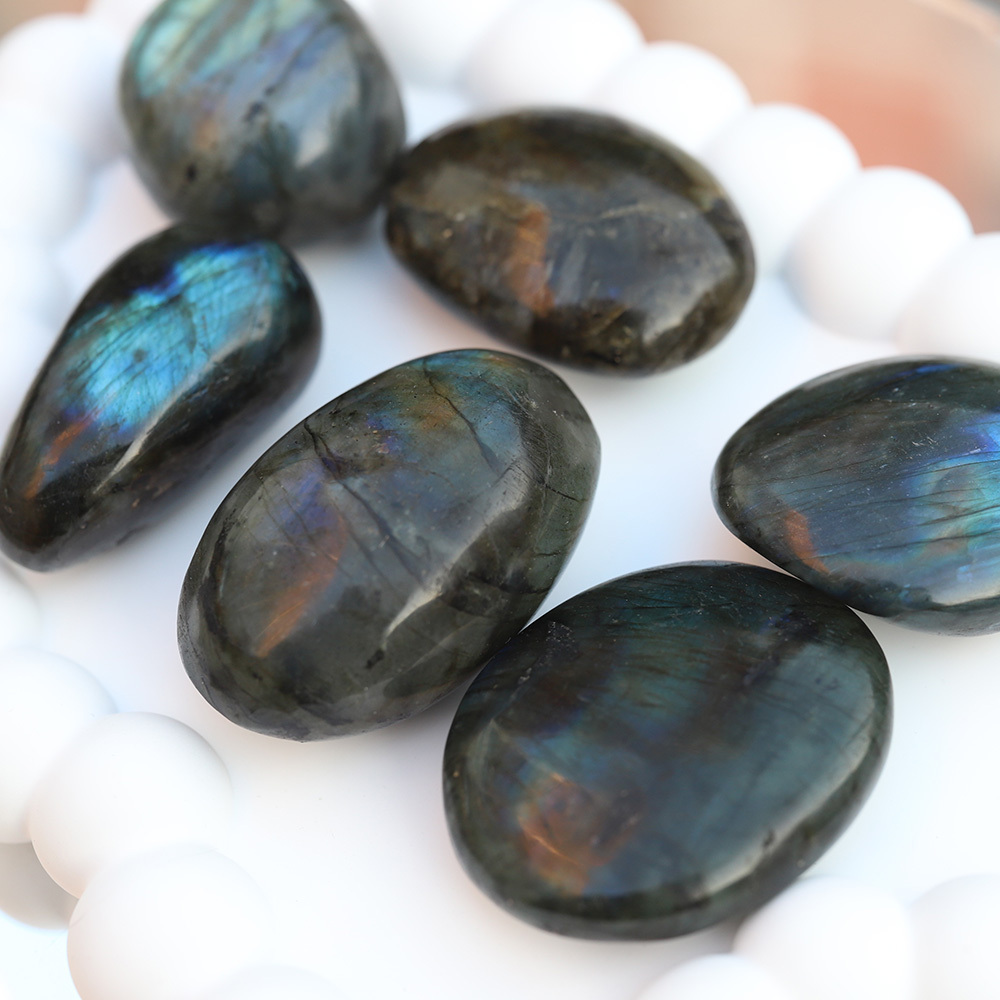 Labradorite Stone Free Shipping Gemstone Crystal Healing Palm Stone 4 to 5 Pcs in 1 Pack