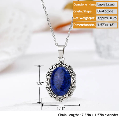 Natural Crystal Pendent with Chain Dainty Necklace –Unique Oval Stone Handmade Jewelry | Gemstone Spiritual Healing Stone Meaning