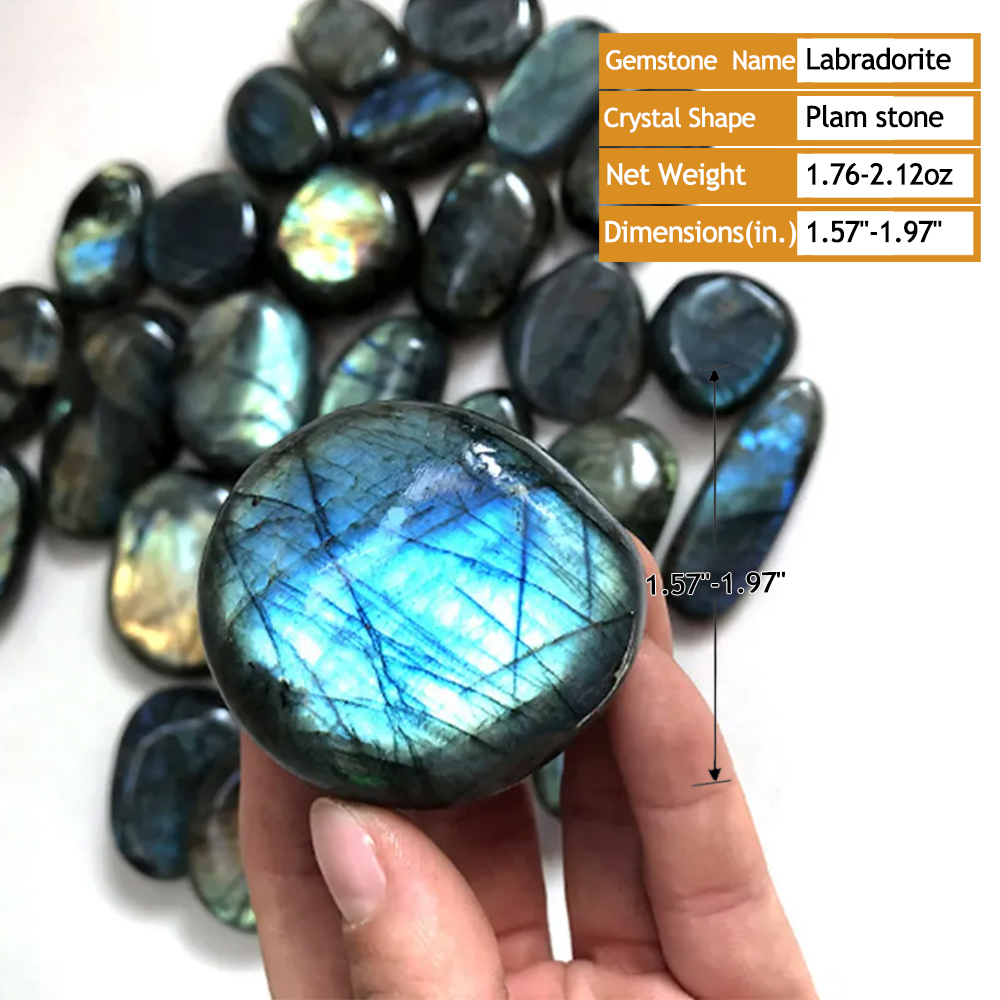 Natural Labradorite palm gemstone Crystals Spiritual Healing Stone Meaning