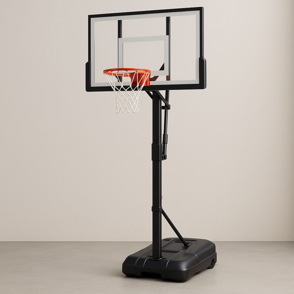Flyttbart justerbart basketballstativ 200-305 cm PVC/Metall Svart