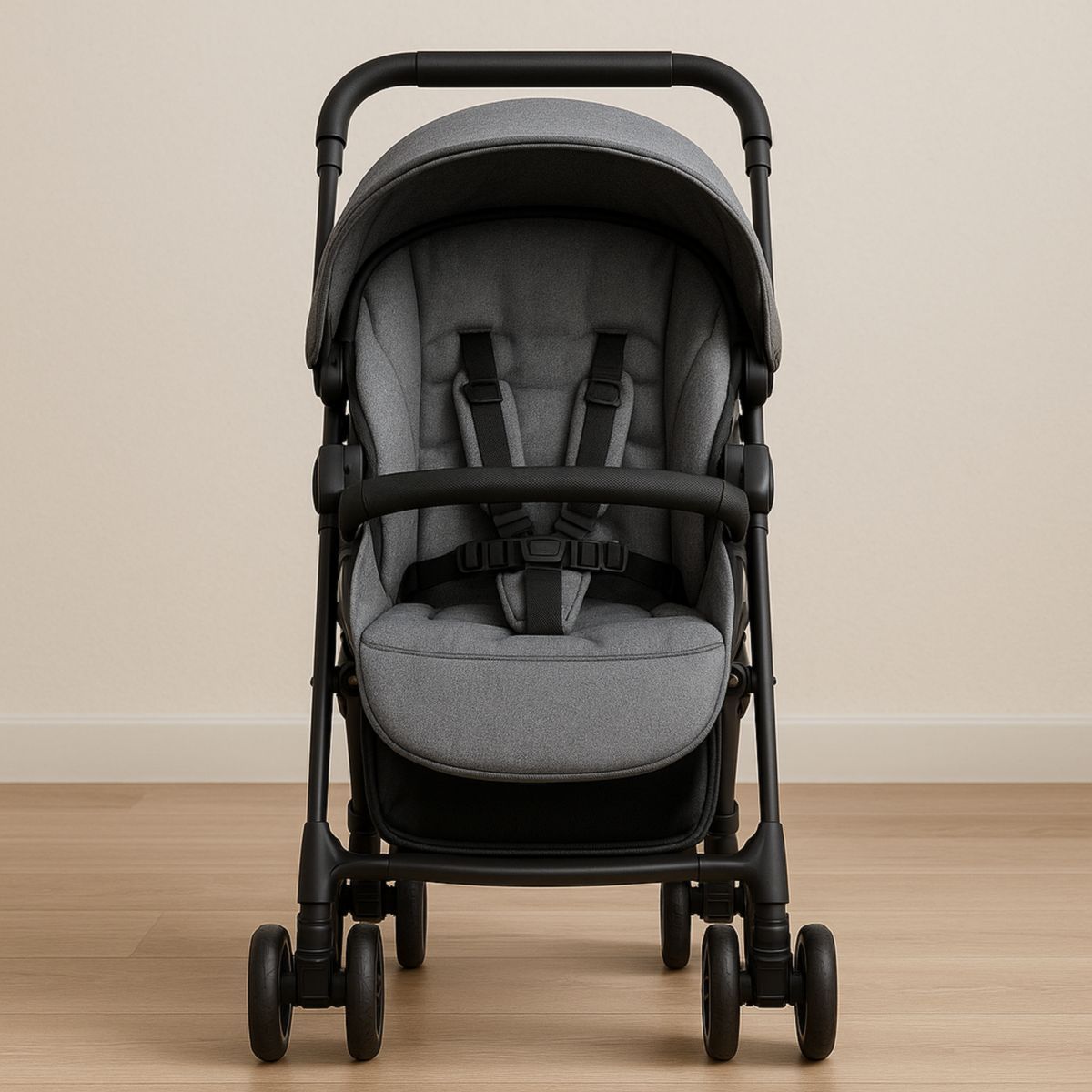 Barnevogn Grå Justerbart Sete Med Sikkerhetsbelte i Polyester og Aluminium 80x50x100 cm