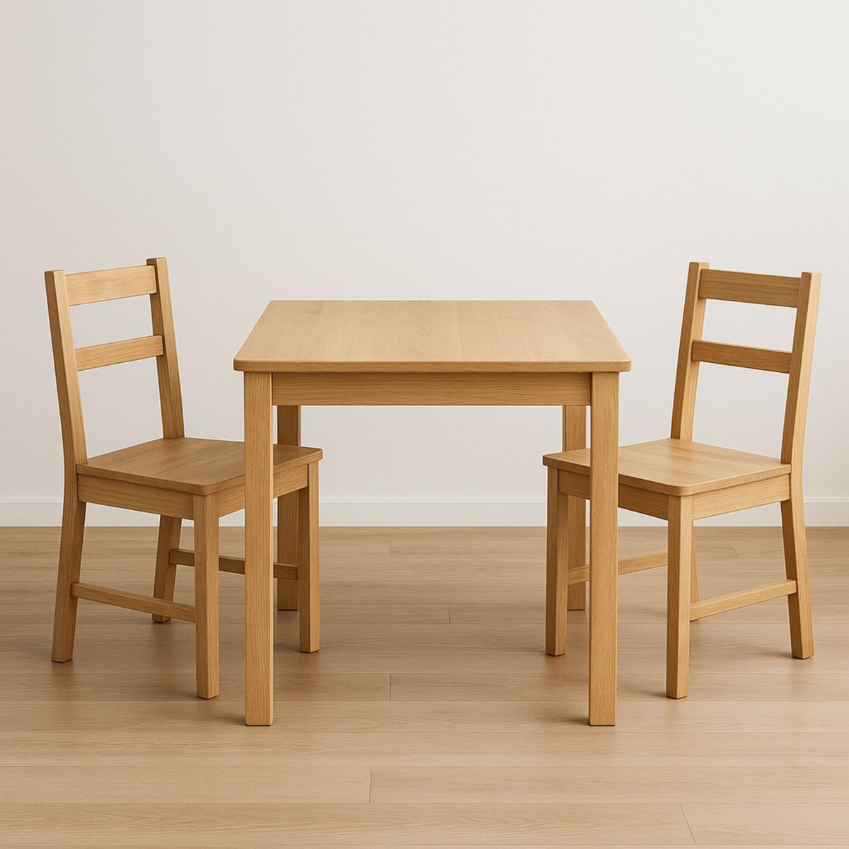 Barnemøbelsett Bord og Stoler i Massivt Tre 60x50x45 cm Naturlig