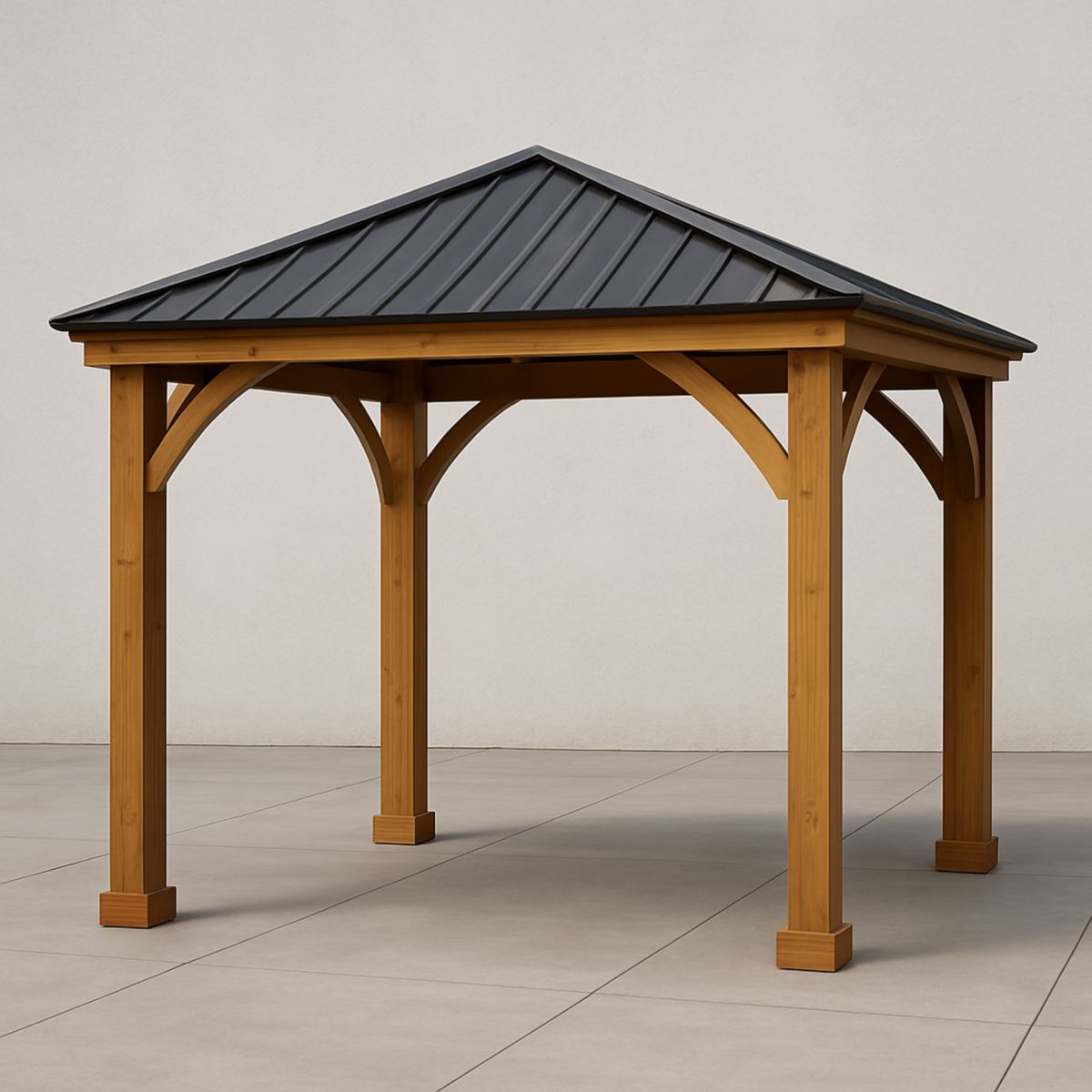 Paviljong Treverk med Metalltak 300x300x250 cm Utendørs