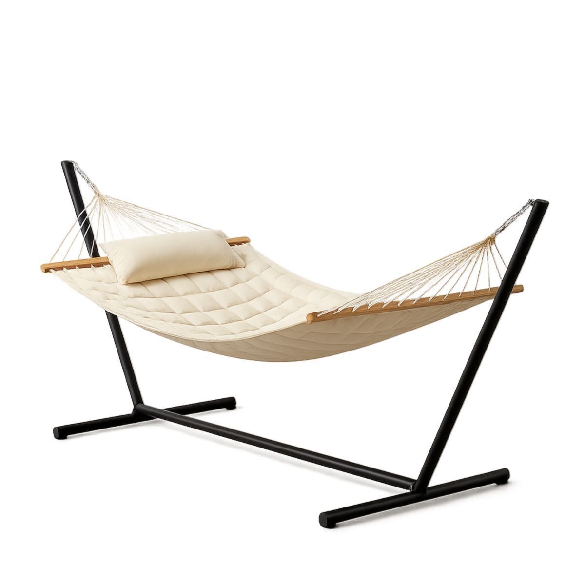 Hengekøye med stativ polyester beige 220 cm