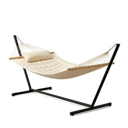 Hengekøye med stativ polyester beige 220 cm