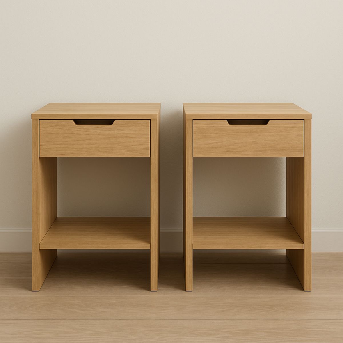 Nattbordsett 2 stk MDF 45x35x50 cm med skuff