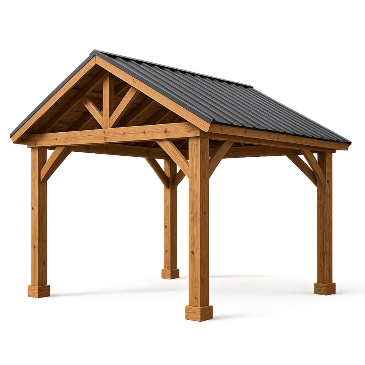 Paviljong i Furu med Galvanisert Ståltak 300x400 cm Brun/Sort