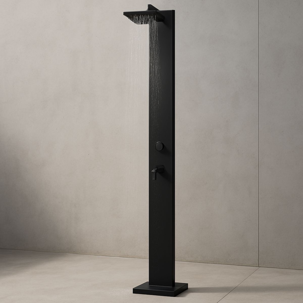 Utendørs dusj søyle rektangulær aluminium svart 220 cm