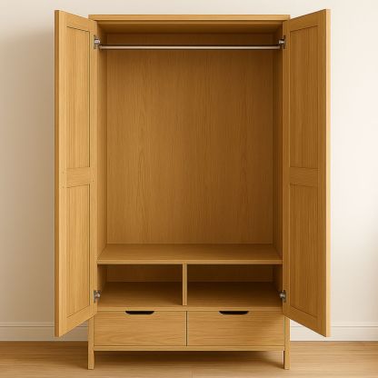 Tosidig Garderobeskap i MDF med dobbeldør og skuffer 200x120x60cm Eik