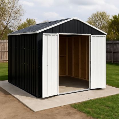 Utendørs bod metall svart/hvit 300x360 cm